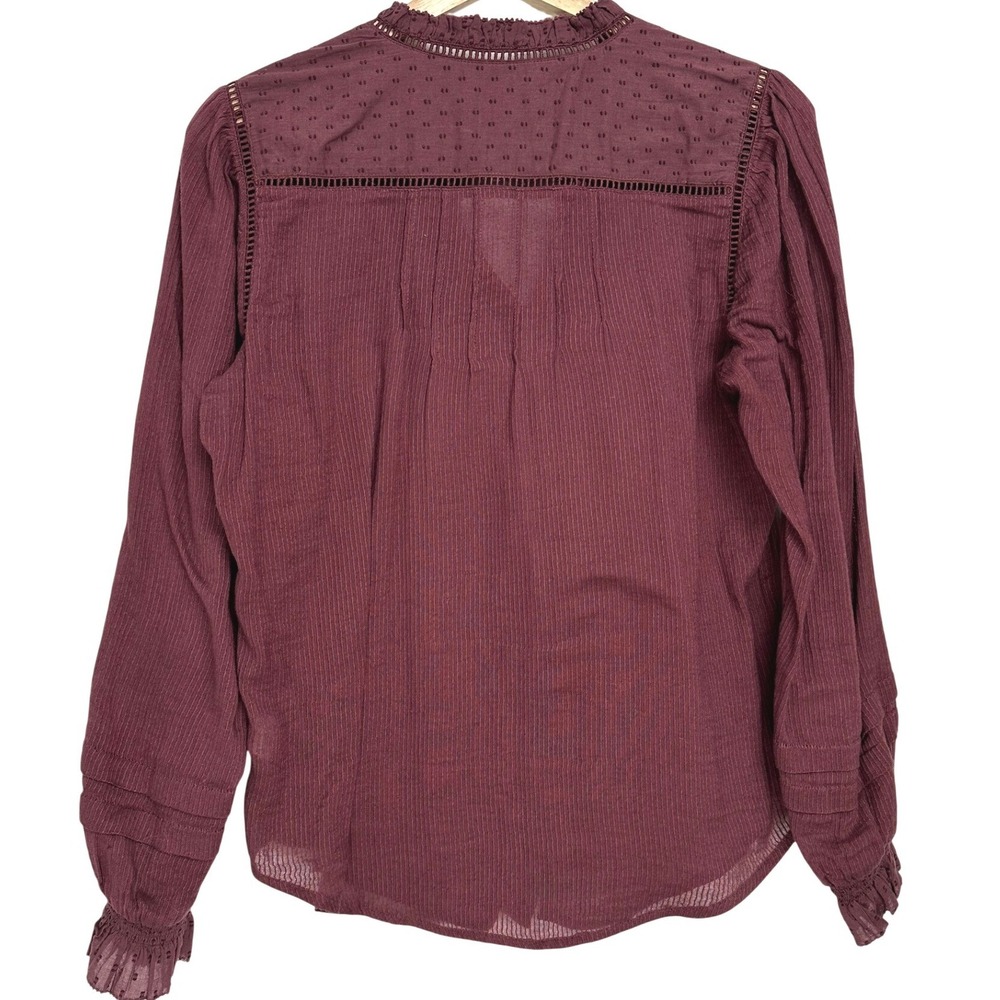Faherty Willa Long Sleeve Blouse Catawba Grape Burgundy‎ S - Picture 6 of 14